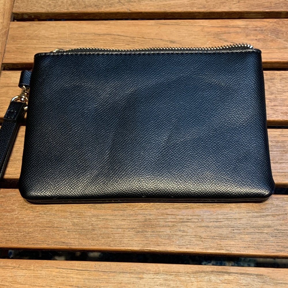 ALDO Black Cream Neutral Preppy Patterned Wristlet Wallet Like New Zipper Pouch - Picture 3 of 5